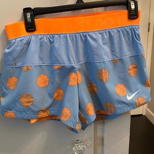 NIKE DRIFIT ICON POLKA DOT BLUE AND ORANGE SHORTS